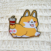 Cadeaux populaires personnalisé petit chien mignon thème Animal Design insigne en métal nickelé noir de 1.5 "taille épingles en émail dur