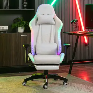 Office Ergonomic Computer Chairs Long Sitting Adjustable Swivel RGB Light Racing Gaming Silla Chairs