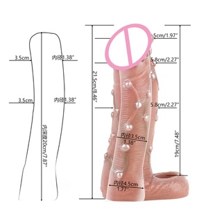 SXXY Manchon réaliste pour pénis de 8,46 pouces avec perles, grande gaine réutilisable pour l'agrandissement du pénis, préservatif pour hommes 18+, jouet sexuel pour adultes - Product Image 1