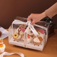 Boîte à cupcakes transparente écologique jetable 2/4/6/12 compartiments, conteneur à muffins transparent auto-assemblant en carton carré