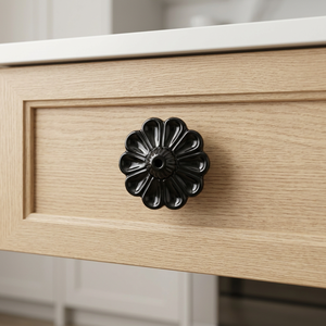 Modern Interior Decoration Cast Iron Handmade Flower Design <b>Drawer</b> Cabinet Knob Easy Push Or Pull Easily Installation Type - Product Image 1