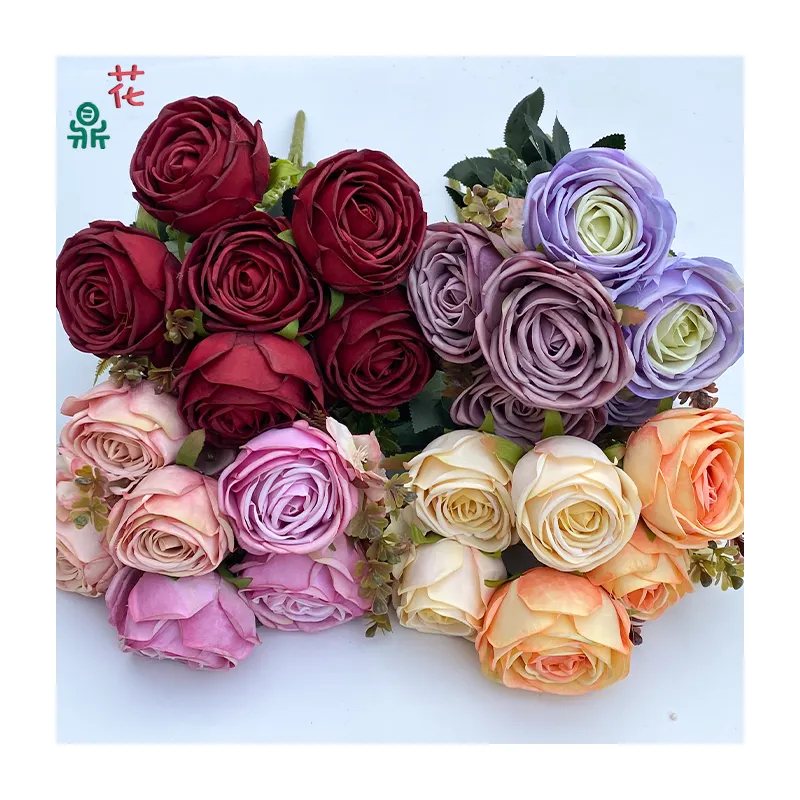 Manufacturers Wholesale 11 Fork Multi-Layer Apple Rose High-End Home Interior Window Decoration Silk Flowers