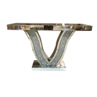 Table Console d'Entrée Luxe Simple en Verre Miroir Broyé Diamant, Meuble Élégant pour Salon avec Décoration