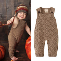 100% katoenen babykleding Warme babyromper Gebreide overall voor peuters Gebreide jumpsuit met knopen voor baby's Gebreide overall voor baby's