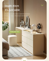 Coiffeuse de vente directe d'usine avec dessus en verre LED et miroir en forme de nuage avec tiroirs de rangement Meubles en panneau MDF