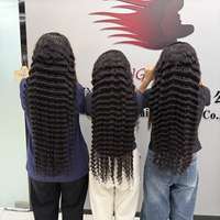 Perruque Deep Wave de 40 pouces, perruque en cheveux humains HD Full Lace avec cheveux bruts à cuticules alignées haute densité, perruque noire intense 13x6 en cheveux humains