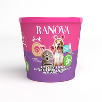 Friandise pour animaux de compagnie Ranova : Viande lyophilisée de poulet, pigeon et lapin en pot – Recette de friandise pour animaux
