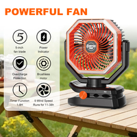 Ventilateur de camping portable rechargeable 12000mAh avec lanterne LED et télécommande 90 °   Ventilateur de bureau oscillant à 5 vitesses pour tentes extérieures