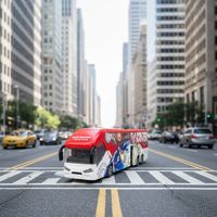 Autobús Urbano de Juguete de Aleación a Escala 1:32 con Logotipo Personalizado, Modelo de Simulación Fundido a Presión con Luces y Sonidos