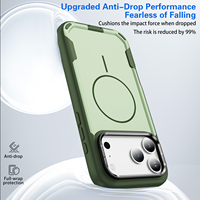 Coque Magnétique Antichoc Armor pour iPhone 17 16 Pro Max, Housse Mate Anti-Traces de Doigts avec Béquille Pliable pour Objectif d'Appareil Photo