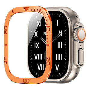 Marco de metal Vidrio templado para Apple Watch <span class=keywords><strong>Ultra</strong></span> 2 49mm Protector de pantalla Anti-Scratch HD Full para <span class=keywords><strong>IWatch</strong></span> <span class=keywords><strong>ultra</strong></span> - Product Image 1