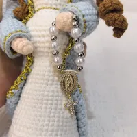 Statuette de la Vierge Marie en coton fait main, crochetée, cadeau de baptême catholique, décoration religieuse chrétienne, Noël