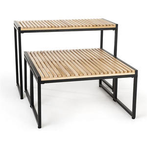 Mesa de exhibición de ropa de Color/Logotipo personalizable con recubrimiento de polvo Rectangular de nido de 3 niveles de madera y Metal para tiendas de ropa - Product Image 4