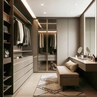 Dressing moderne en bois massif avec porte, mobilier de dressing compact pour chambre à coucher, vente en gros