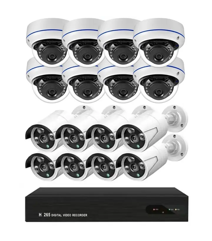 Indoor Outdoor 16 Channel Home Surveillance Camera System Bullet Dome IP Security Camera System Poe 16Ch 4K 8Mp Nvr Kit