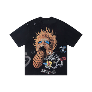 Nuova T-shirt a maniche corte <span class=keywords><strong>casual</strong></span> traspirante in stile americano vintage, trendy per il hip-hop streetwear transfrontaliero. - Product Image 2