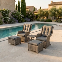 Ensemble de canapés de jardin personnalisés GSD, meubles de loisirs de style européen de luxe, ensemble de canapés de piscine avec ottoman