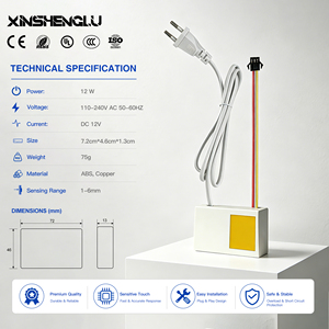 Interrupteur tactile à gradation monochrome avec alimentation intégrée - 12V 12W pour miroir de salle de bain LED, installation facile - Product Image 4