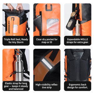 30L <strong>PVC</strong> Roll <strong>Top</strong> Foldable Backpack Waterproof Dry Bag for Sport Climbing Running Casual Outdoor Activities Drybag Backpack - Product Image 2