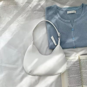2025 nuevo bolso de hombro de cuero PU para mujer, bolso de media luna simple y versátil - Product Image 3