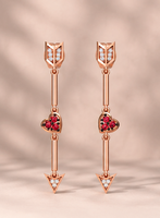 Boucles d'oreilles pendantes en alliage de zinc plaqué or rose avec zircon en forme de flèche et serti clos, style romantique pour mariage féminin
