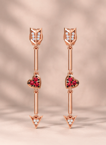 Pendientes de Corazón en Aleación de Zinc con Baño de Oro Rosa, Flecha Colgante de Zirconia y Engaste de Bisel, Estilo Romántico para Boda de Mujer - Product Image 2