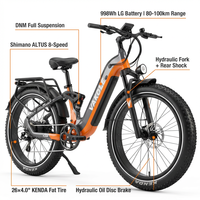 Vakole V26 Bici Elettrica Fat Bike 26" 250W in Lega di Alluminio con Sospensione Completa, Batteria al Litio 36V 20.8Ah per Sentieri di Montagna