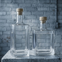 Botol Minuman Keras Kaca Persegi Kosong 100ml 375ml 500ml Persegi Panjang Semprot Warna Abu-abu Cetak Logo Botol Vodka Gin Rum Kemasan