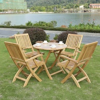 Ensemble de table à manger pliante en bois résistant aux intempéries avec chaises empilables, style ferme, pour parcs, hôtels et villas en extérieur