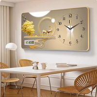 Horloge Murale Artistique Moderne de Luxe, Décoration de Restaurant, Cadre en Porcelaine Cristalline, Tableau Horloge Peinture, Horloge Murale Artistique