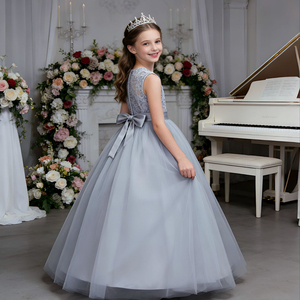 Vestido de Encaje de Alta Gama para Niñas Mayores, Vestido Formal Personalizado al por Mayor, Chaleco sin Mangas, Vestido Largo Abullonado para Boda o Noche - Product Image 3