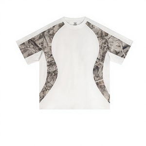 T-shirt da uomo all'ingrosso 240G personalizzata 100% cotone con stampa logo, tinta unita, vintage, mimetica, stampa a trasferimento termico, manica raglan - Product Image 1