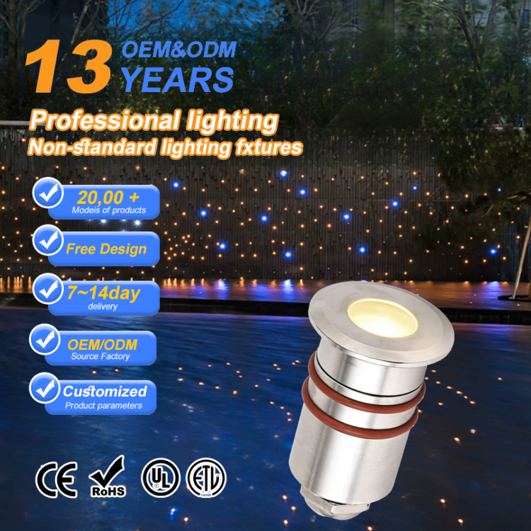 DC12V/24V 1-3W Stainless Steel IP68 Waterproof RGB LED Recessed Underground Light App Remote Control Outdoor Park Garden