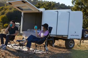 Enganche de fibra de vidrio extraíble ligero de alta calidad Cabina móvil personalizable Caravana Viaje corto Gran escasez Camper Trailer - Product Image 5