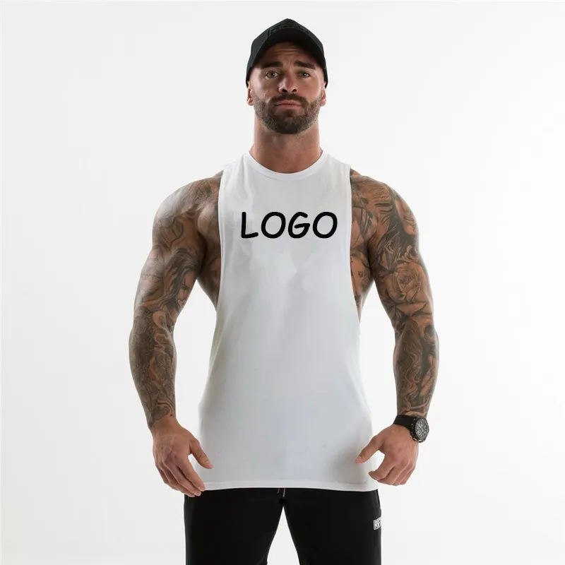 Camiseta de algodão sem mangas para treino, camiseta esportiva com alça para academia, musculação, fitness