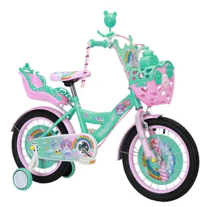 Venta caliente barato bebé rosa 12 "14 16 18 pulgadas 4 ruedas niños ciclo hermosas niñas bicicleta Sillín para niño 6 años bicicleta