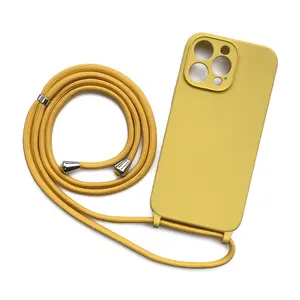 Silicon Phone Case with Strings Lanyard Cross Body Fancy cover for iPhone 15 14 13 12 Pro Max Case