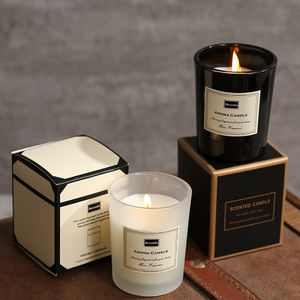 Venta al por mayor de velas personalizadas superventas de lujo esmerilado blanco negro tarro con caja Etiqueta Privada cera de <span class=keywords><strong>soja</strong></span> vela perfumada regalo - Product Image 6