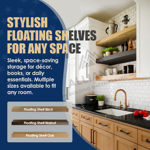 Étagère flottante en bois de noyer 30/36/42 "W x 12" H x 3 "D Étagère flottante en bois peu encombrante Étagère murale de style américain - Product Image 2