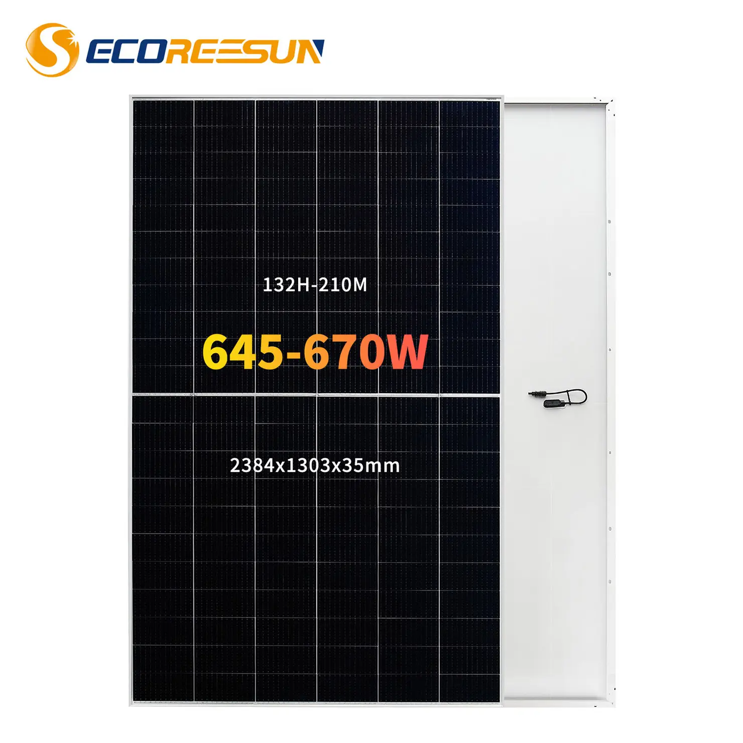 Sunpower Ecoreesun Low Price Sunpower Black 645W 650W 655W 660W 665W 670W Monocrystalline Silicon Sun Half-Cell Solar Panel