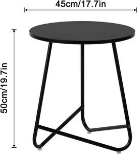 Kirkasa Hiện Đại Bàn Cạnh Giường Ngủ Đặt 2 Miếng Kim Loại Nhỏ Bàn Cà Phê Cho Phòng Khách Phòng Ngủ Màu Đen 45X45X50 Cm Sofa Bảng - Product Image 4
