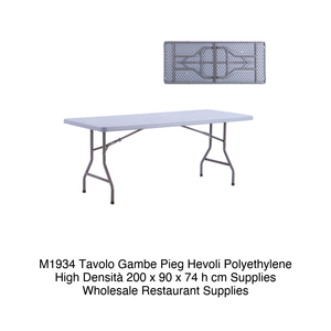 M1934 Mesa Plegable de Polietileno de Alta Densidad 200 x 90 x 74 h cm, Suministros al por Mayor para Restaurantes - Product Image 2