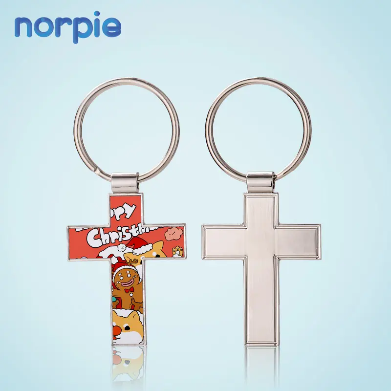 New Design Fashion Metal Christian Sublimation Blank Cross Keychain