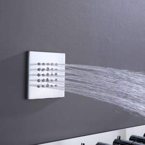 Pommeau de douche carré en laiton chromé Disixindi avec jet latéral, accessoires de salle de bain encastrés, robinet de douche à sortie d'eau renforcée - Product Image 4