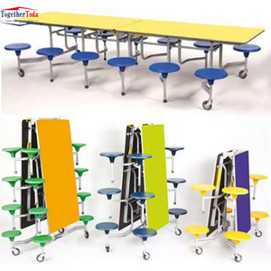 Conjunto de <span class=keywords><strong>Mesa</strong></span> y Taburetes Plegables para Comedor Escolar, Diseño que Ahorra Espacio para Cafeterías Escolares y Salones <span class=keywords><strong>Multiusos</strong></span> - Product Image 6