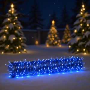 Guirlande lumineuse LED en PVC 49,2 pieds 150 LED bleues IP65 Étanche Éclairage décoratif pour usage intérieur et extérieur - Product Image 2