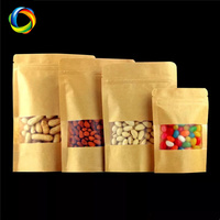 Sachet Doypack avec fermeture éclair et fenêtre transparente en film laminé papier kraft thermoscellable, personnalisable pour l'impression