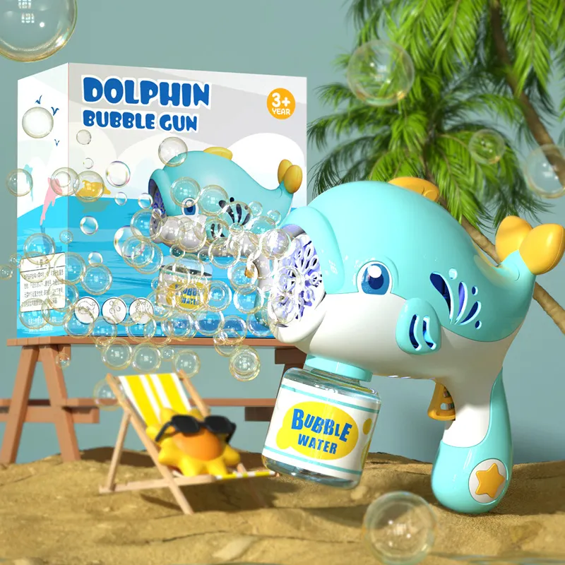 2023 nouveau été jouets de plein air bulles de savon jouet Blaster mitrailleuse avec des milliers de bulles et coloré dauphin bulle fabricant jouet
