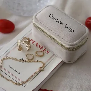 Custom logo Travel Mini Jewelry Box Of Earrings Professional Lovely Zipper Organizer Gift Box Storage Jewellery Box