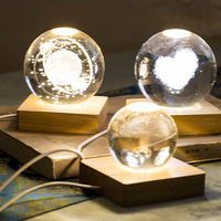 Base d'affichage éclairée de 8cm avec 6 LED lumière chaude en plastique bois verre base éclairée pour chambre bureau bureau style vis